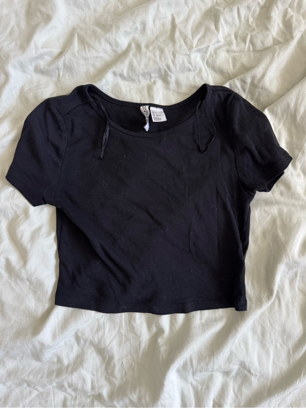 H&M Black Short Sleeve Crop Top